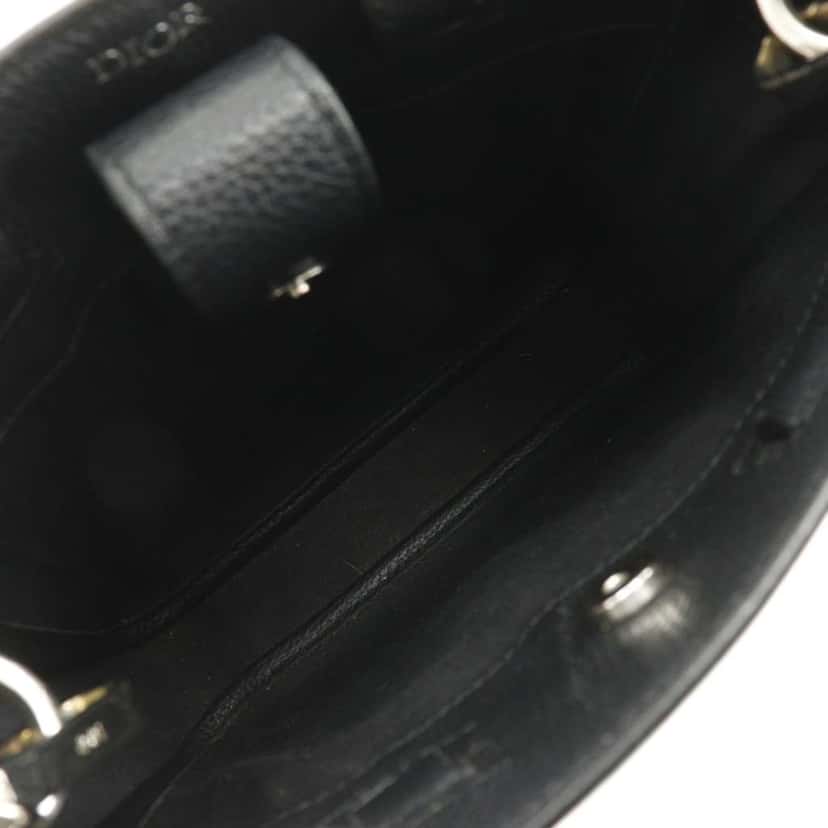 Dior Mini Grained Calfskin Saddle Tote Black Leather Very good condition - Inside View