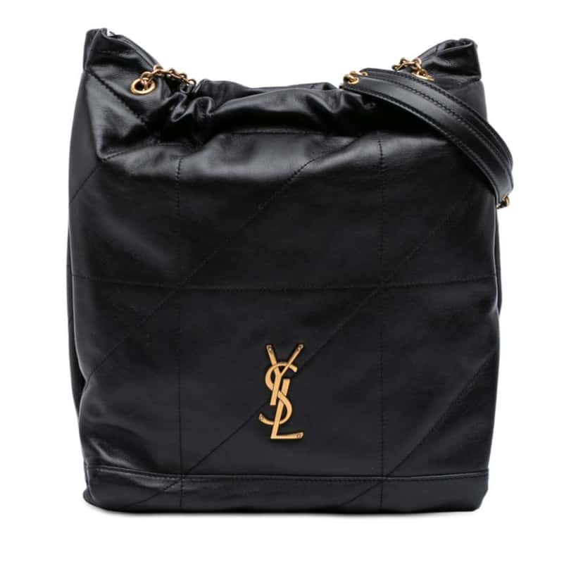 Saint Laurent Quilted Lambskin Jamie Pochon Tote Black Leather Good condition - Front View