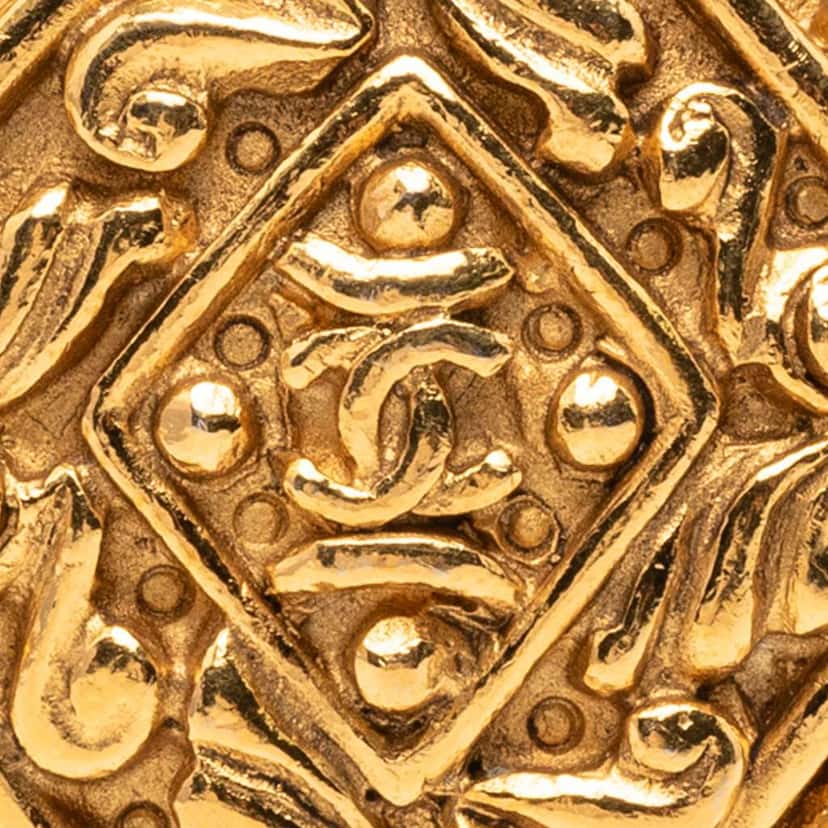 Chanel CC Gold Plated Diamond Brooch Gold Metal Very good condition - Inside View