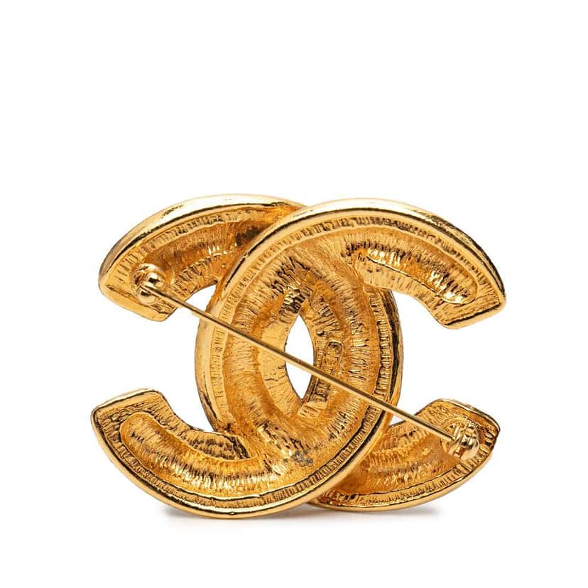 Chanel Gold Plated Quilted CC Brooch Gold Metal Very good condition - Back View