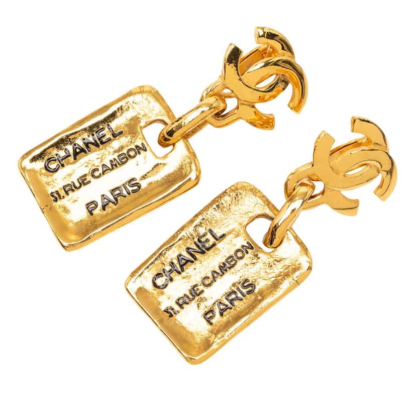 Chanel Gold Plated 31 Rue Cambon Drop Clip On Earrings Gold Metal Fair condition - Front View