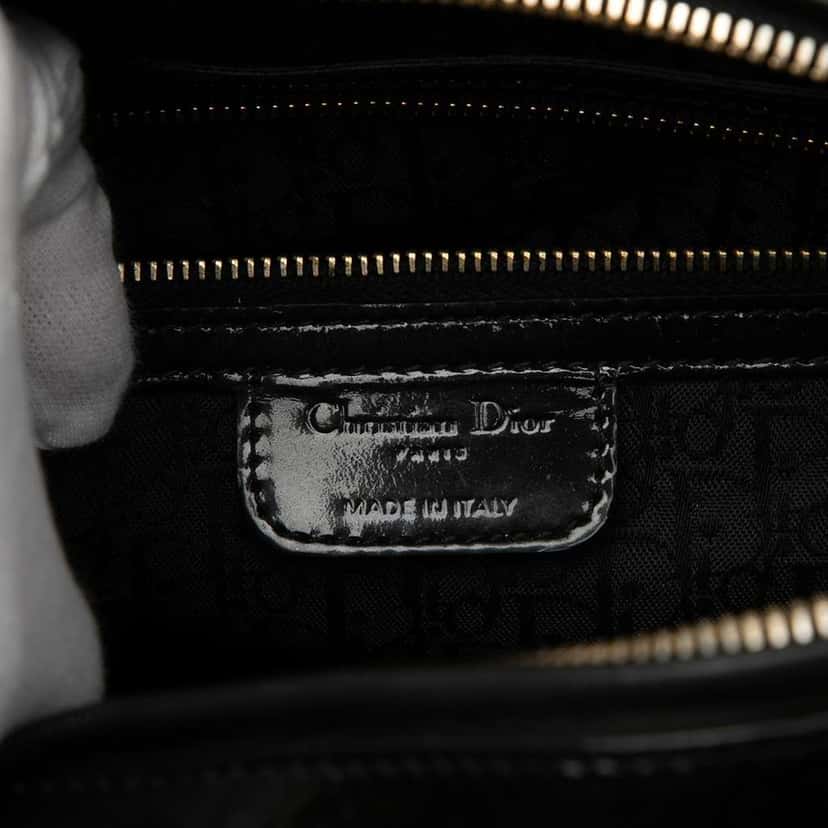 Dior Large Patent Cannage Lady Dior Black Leather Very good condition - Box View