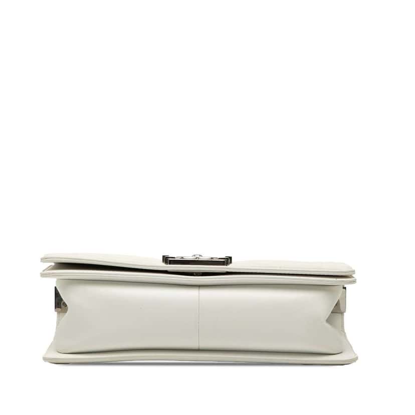 Chanel Old Medium Chevron Lambskin and Iridescent PVC Boy Flap White Leather Very good condition - Inside View