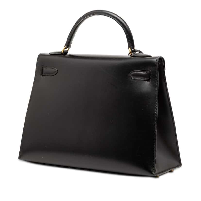 Hermès Box Calf Kelly Sellier 32 Black Leather Good condition - Back View