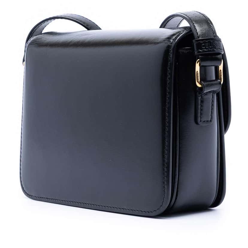 Celine Teen Shiny Calfskin Triomphe Crossbody Black Leather Very good condition - Back View