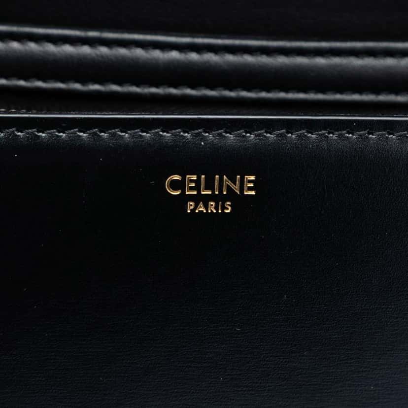 Celine Teen Shiny Calfskin Triomphe Crossbody Black Leather Very good condition - Box View