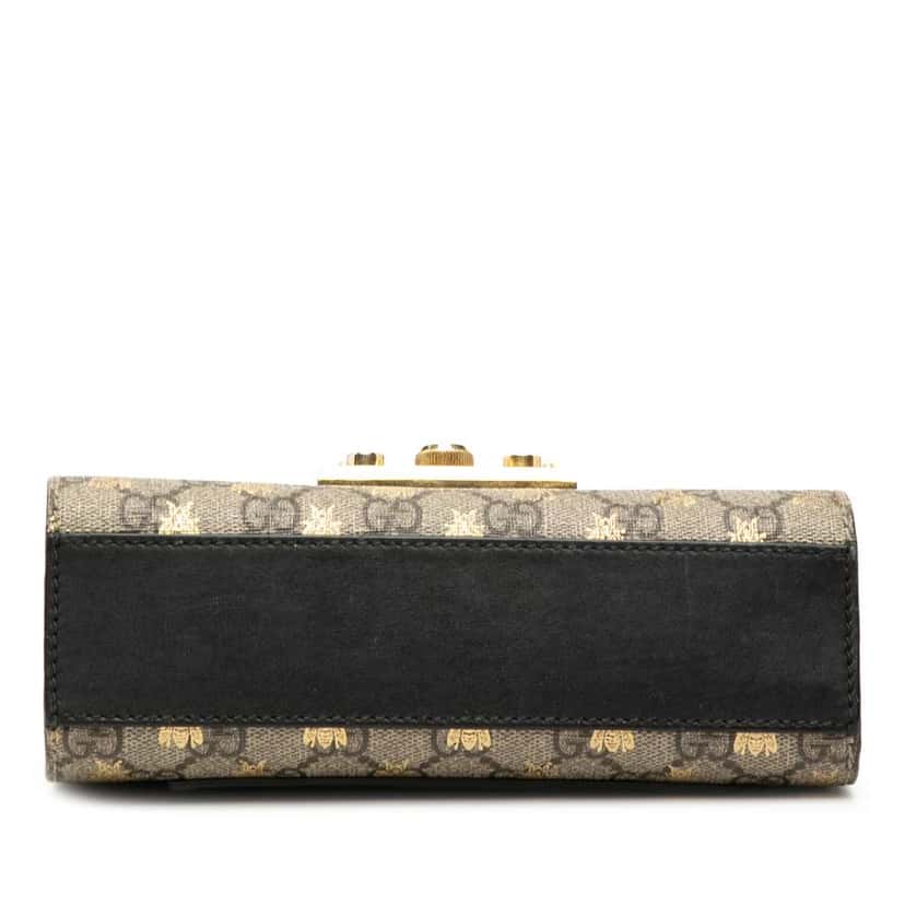 Gucci Small GG Supreme Bee Padlock Crossbody Brown Canvas Very good condition - Inside View