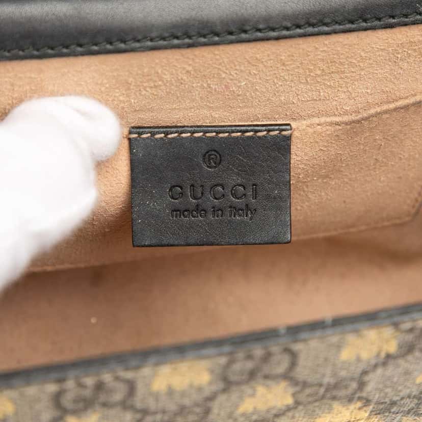 Gucci Small GG Supreme Bee Padlock Crossbody Brown Canvas Very good condition - Box View