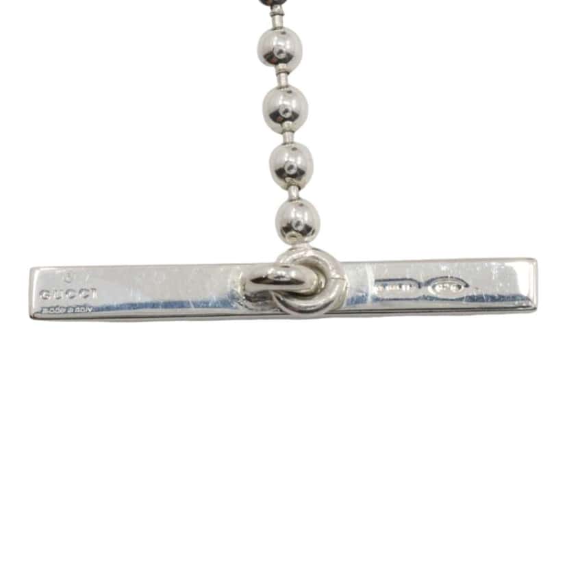 Gucci Sterling Silver Lacquered Interlocking G Pendant Ball Chain Necklace Silver Silver Good condition - Model View