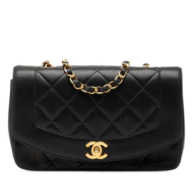 Chanel Small Lambskin Diana Flap Black Leather Good condition - Front View