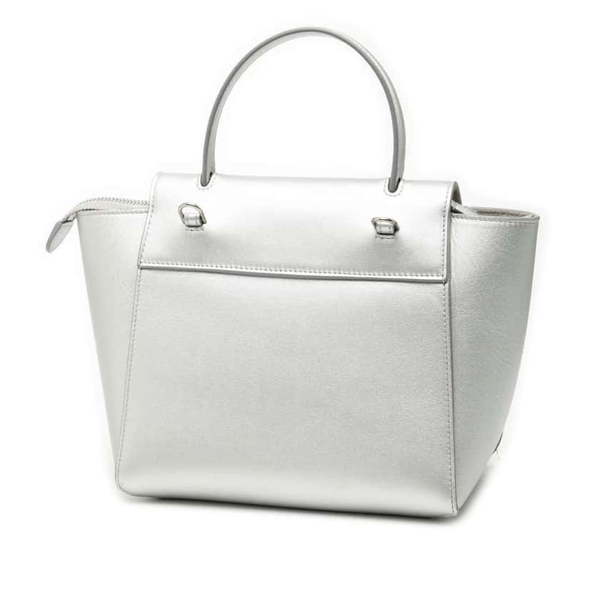 Celine Nano Laminated Calfskin Belt Bag Silver Leather Very good condition - Back View