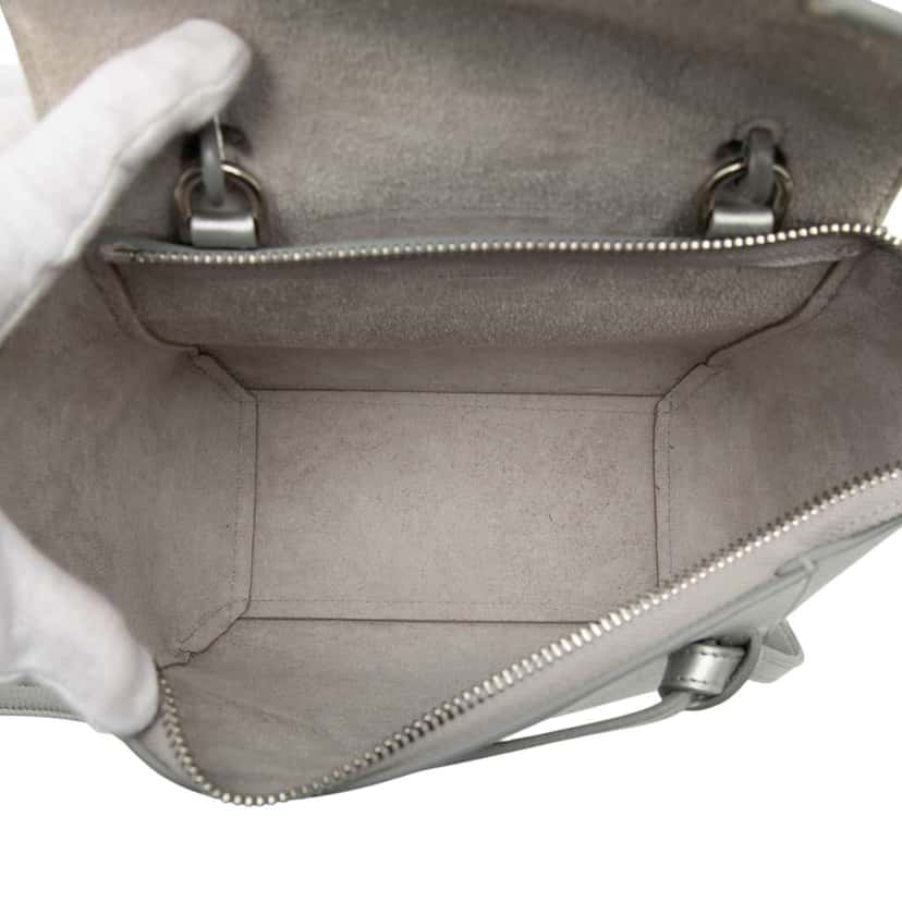 Celine Nano Laminated Calfskin Belt Bag Silver Leather Very good condition - Model View