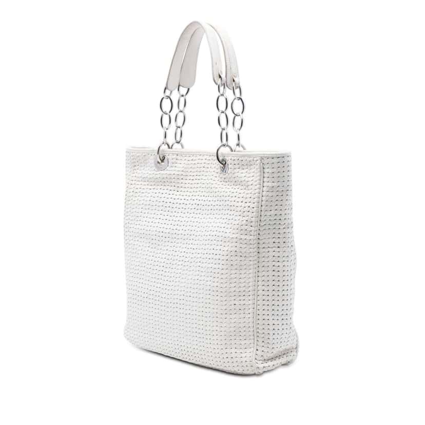 Dior Large Woven Lambskin Lady Dior Soft Shopping Tote White Leather Very good condition - Back View