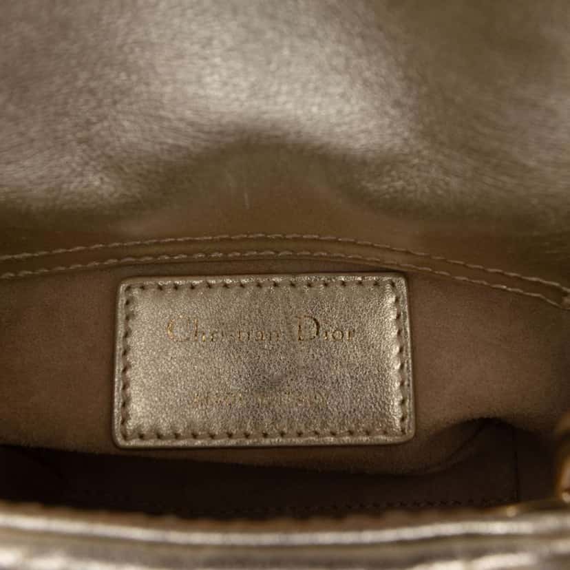 Dior Micro Metallic Calfskin Cannage Beaded Lady Dior Gold Leather Good condition - Box View