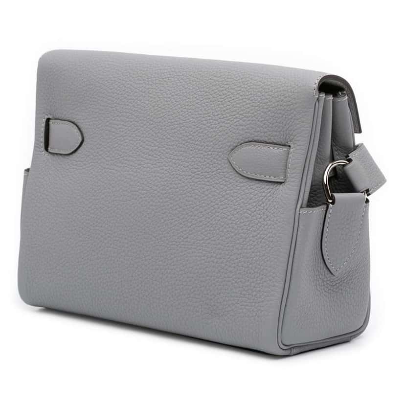 Hermès Togo Kelly Messenger PM Grey Leather Very good condition - Back View