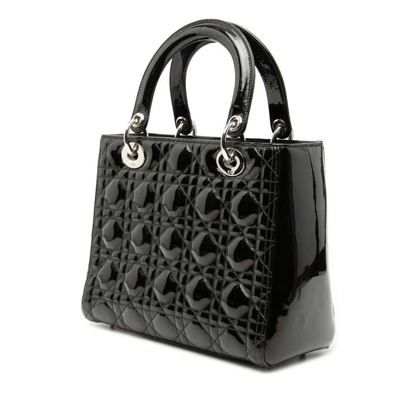 Dior Medium Patent Cannage Lady Dior Black Leather Good condition - Back View
