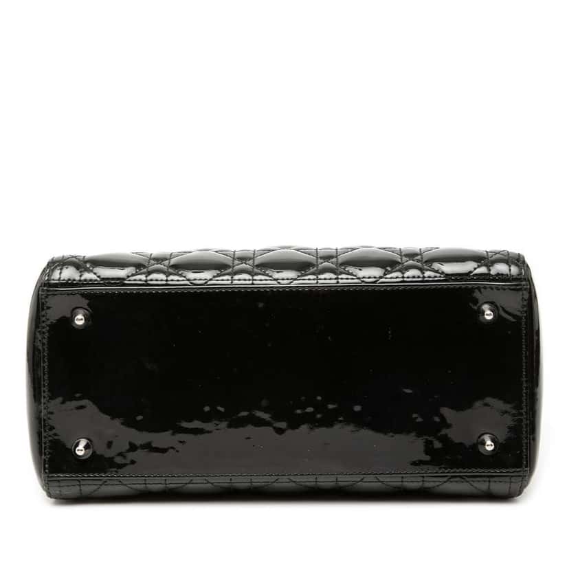 Dior Medium Patent Cannage Lady Dior Black Leather Good condition - Inside View