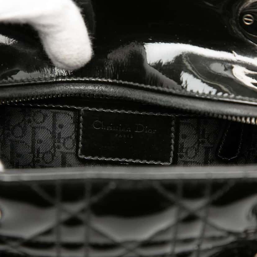 Dior Medium Patent Cannage Lady Dior Black Leather Good condition - Box View