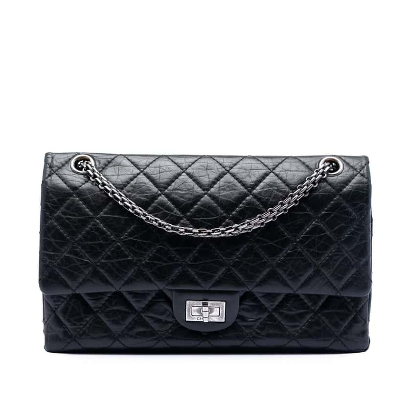 Chanel Quilted Aged Calfskin Reissue 2.55 Double Flap 226 Black Leather Good condition - Front View