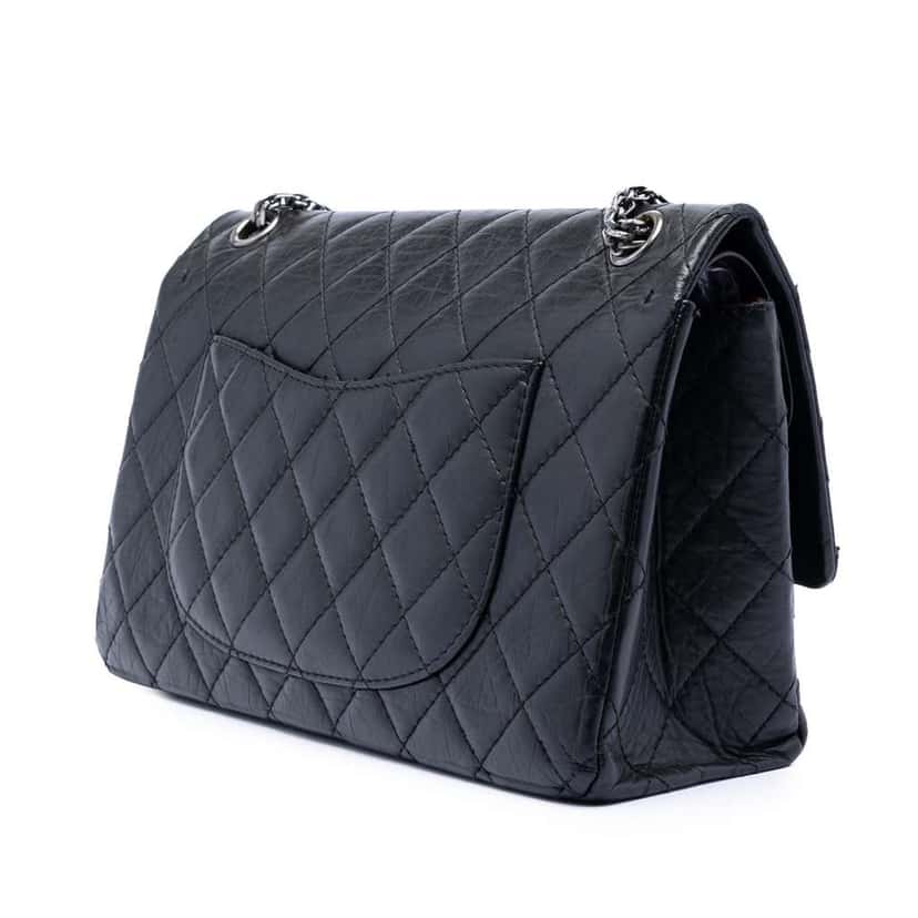 Chanel Quilted Aged Calfskin Reissue 2.55 Double Flap 226 Black Leather Good condition - Back View