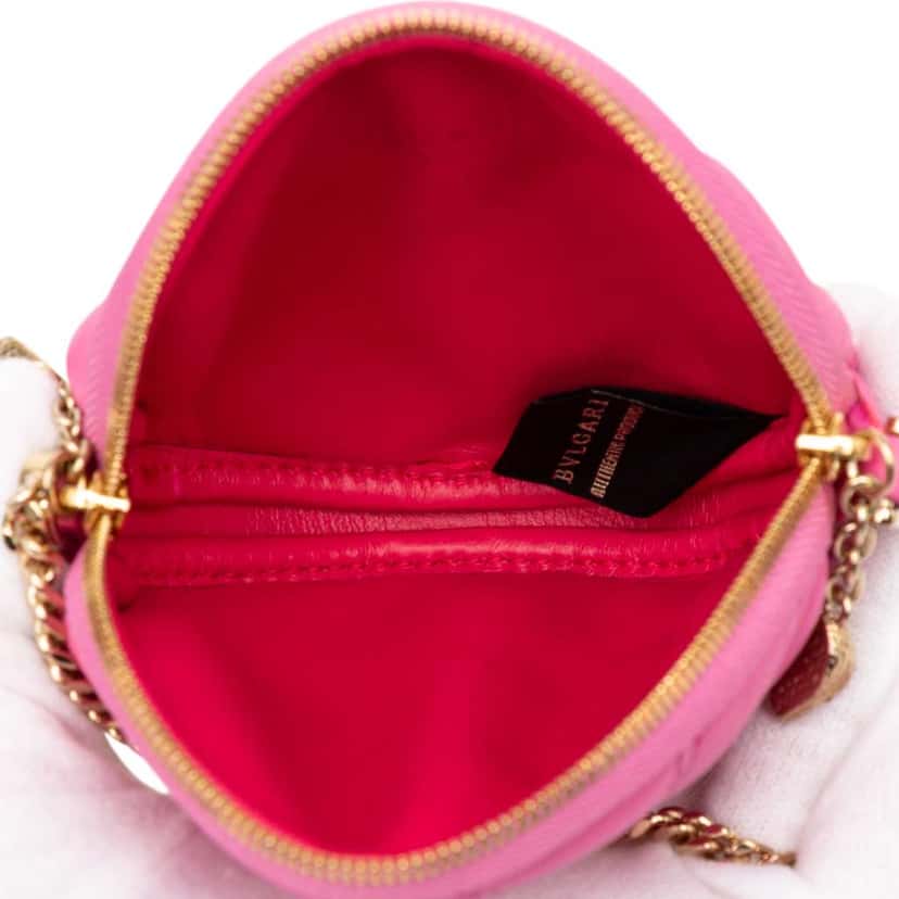 Bvlgari Leather Serpenti Cabochon Round Crossbody Pink Leather Very good condition - Model View