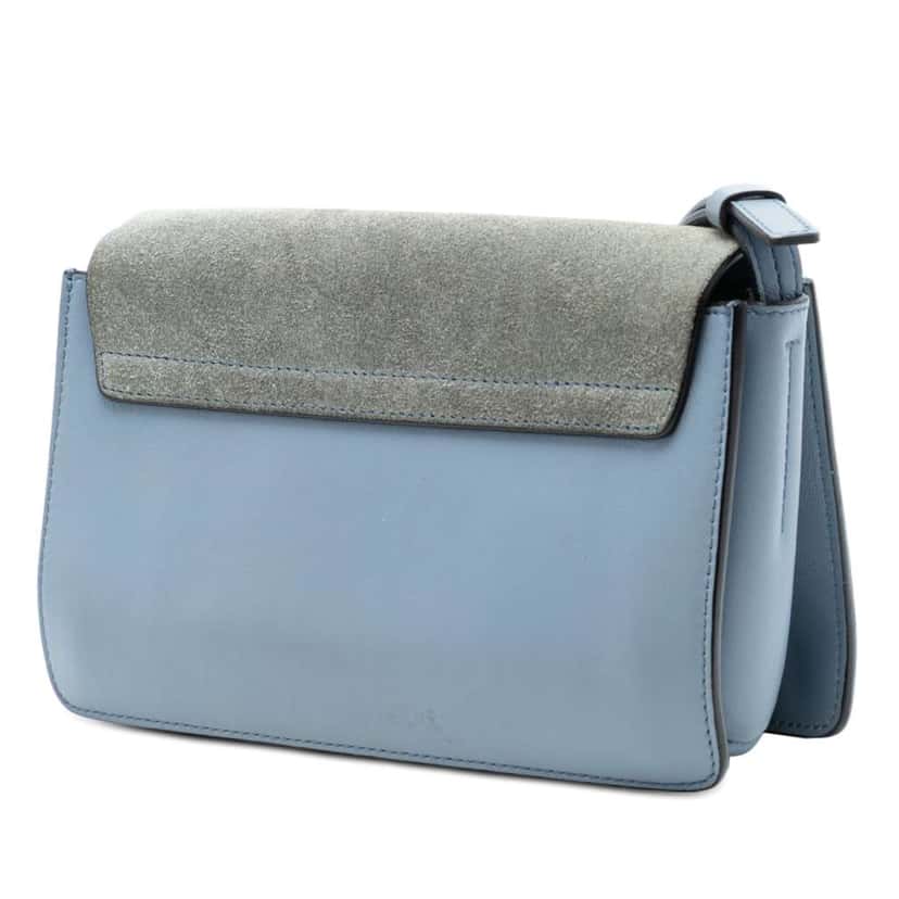 Chloé Small Suede and Calfskin Faye Crossbody Blue Leather Good condition - Back View