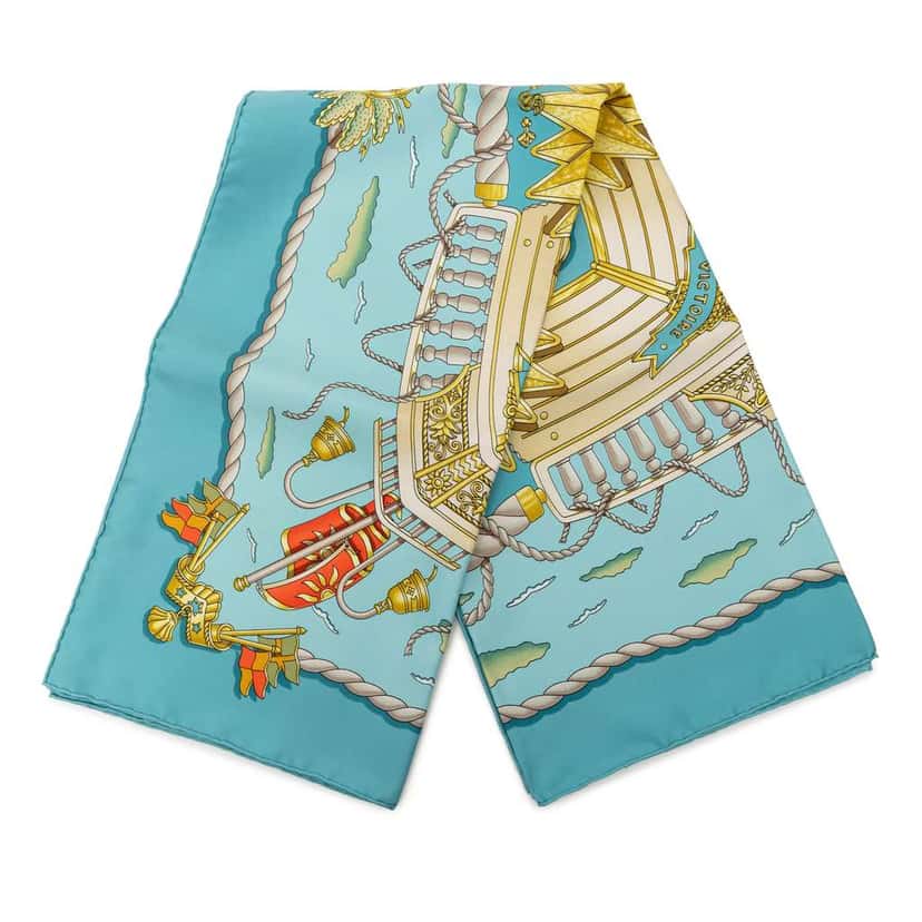 Hermès Railing Silk Scarf Blue Silk Good condition - Front View