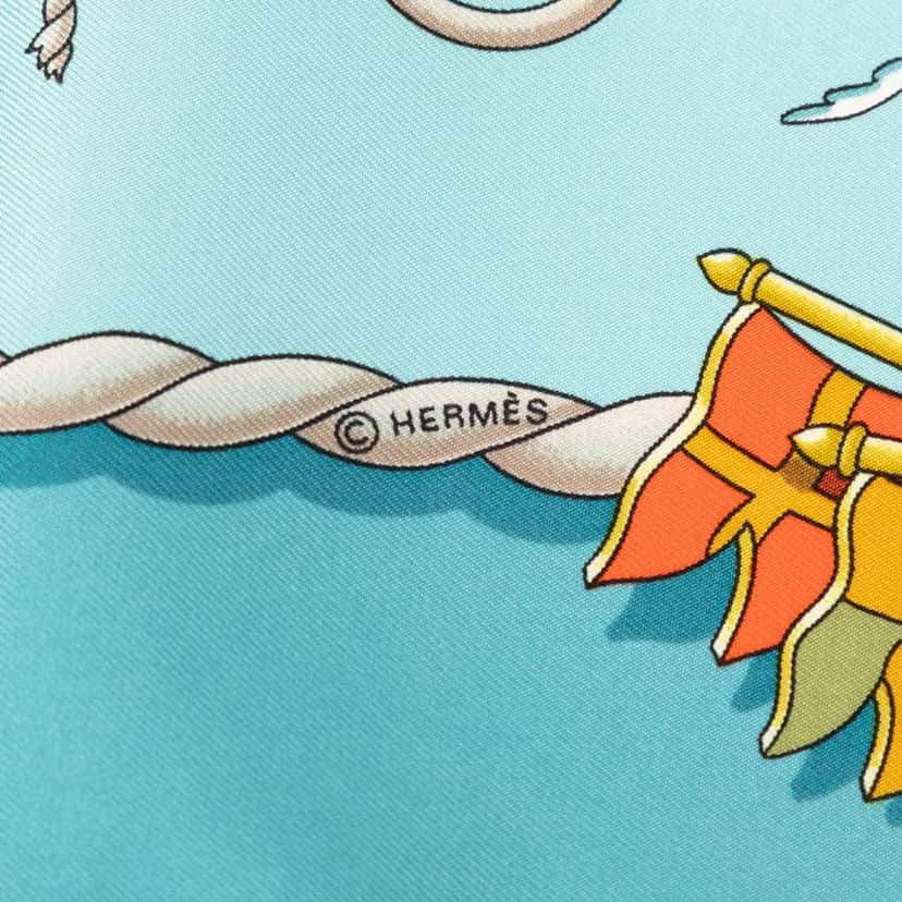 Hermès Railing Silk Scarf Blue Silk Good condition - Model View