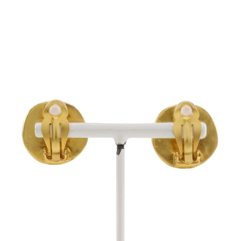 Chanel CC Gold Plated Round Clip On Earrings Gold Metal Very good condition - Back View