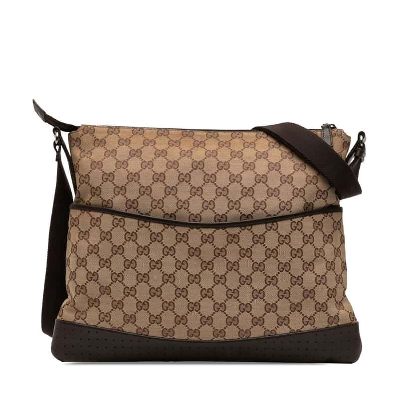 Gucci GG Canvas Perforated Crossbody Brown Canvas Very good condition - Front View