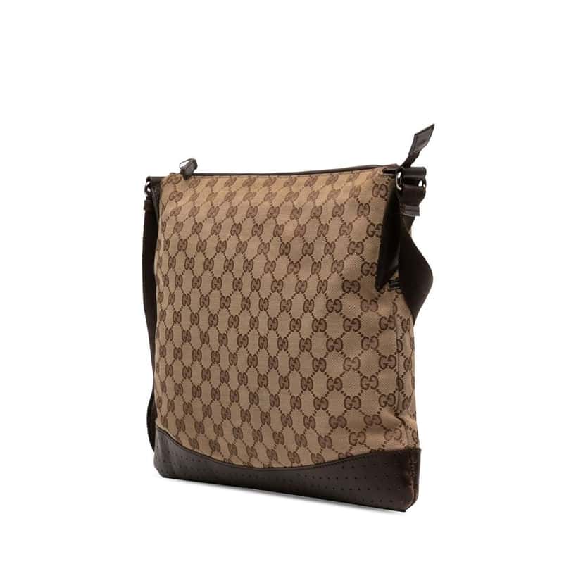 Gucci GG Canvas Perforated Crossbody Brown Canvas Very good condition - Back View
