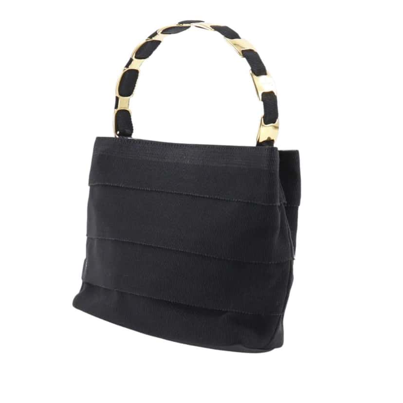 Salvatore Ferragamo Nylon Tiered Grosgrain Vara Satchel Black Very good condition - Inside View