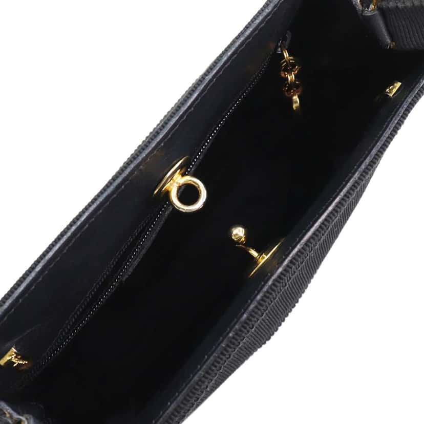 Salvatore Ferragamo Nylon Tiered Grosgrain Vara Satchel Black Very good condition - Model View