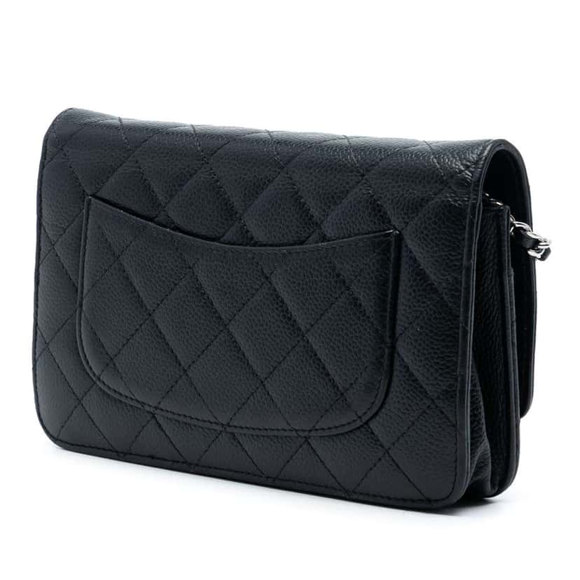 Chanel CC Quilted Caviar Wallet on Chain Black Leather Good condition - Back View