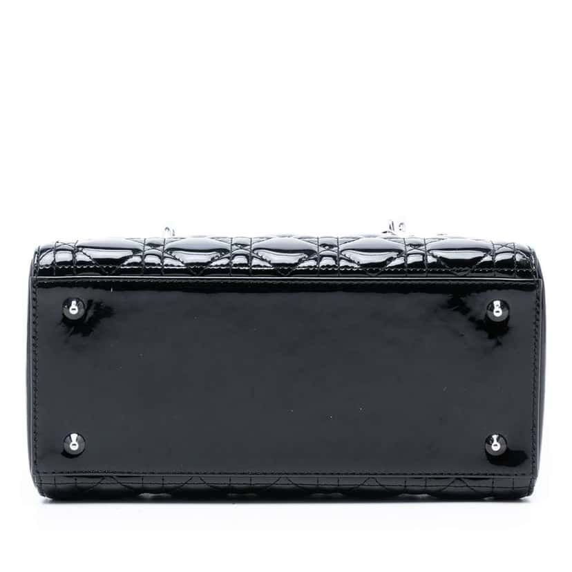 Dior Medium Patent Cannage Lady Dior Black Leather Very good condition - Inside View