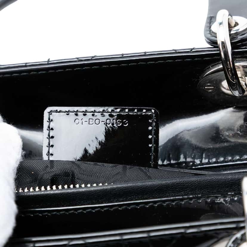 Dior Medium Patent Cannage Lady Dior Black Leather Very good condition - Box View