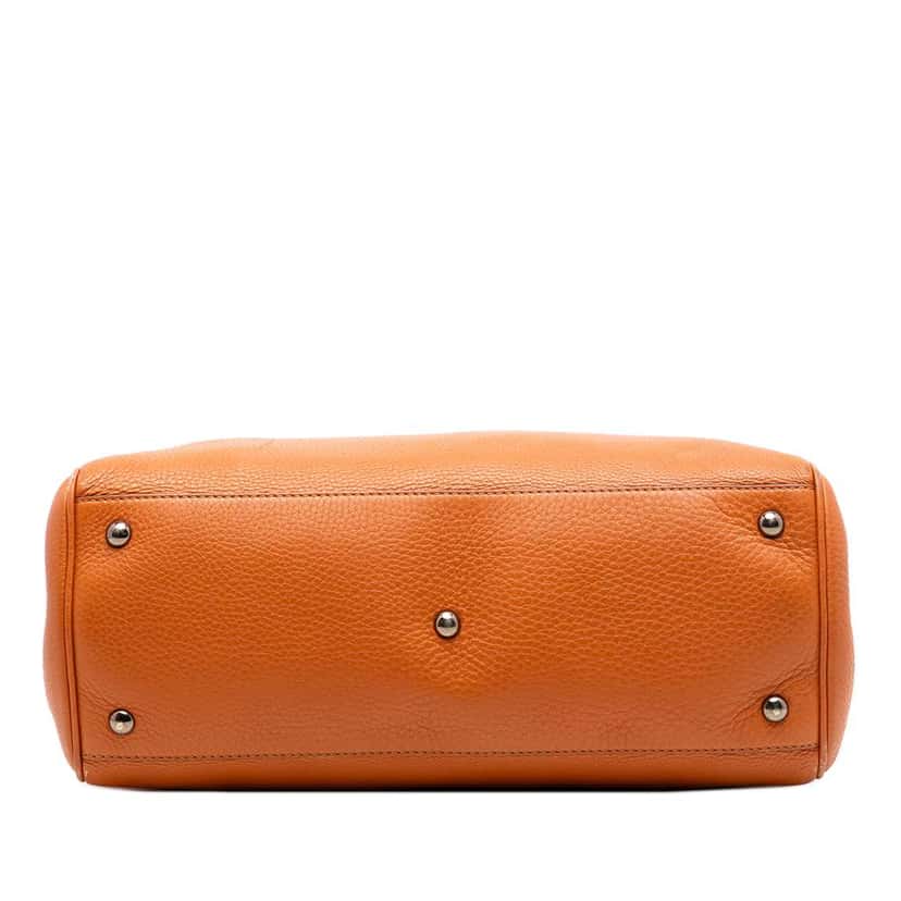 Gucci Medium Calfskin Bamboo Shopper Satchel Orange Leather Very good condition - Inside View