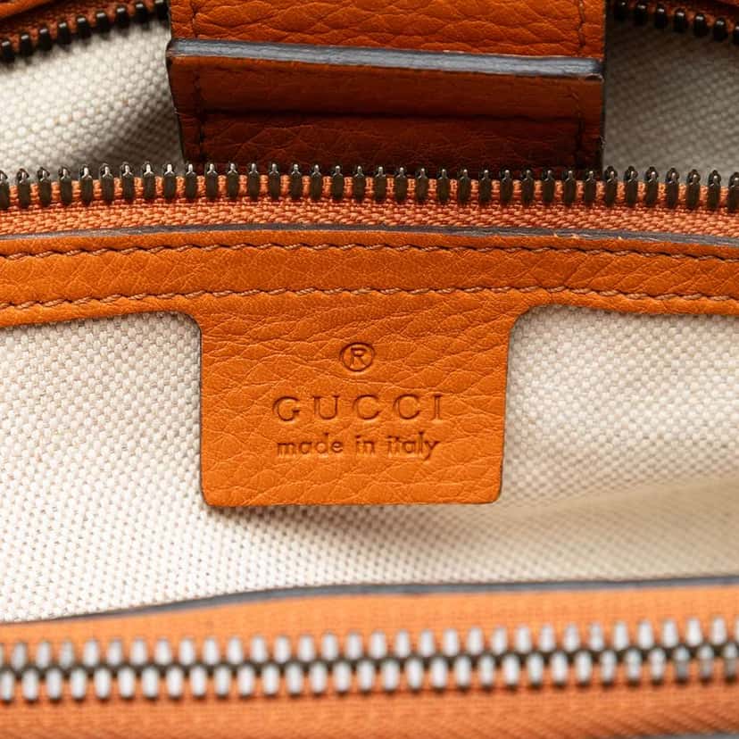 Gucci Medium Calfskin Bamboo Shopper Satchel Orange Leather Very good condition - Box View