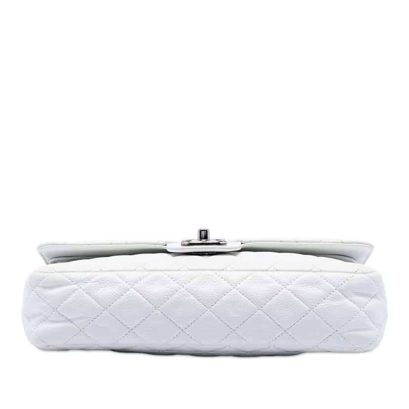 Chanel Medium Classic Caviar Double Flap White Leather Very good condition - Inside View