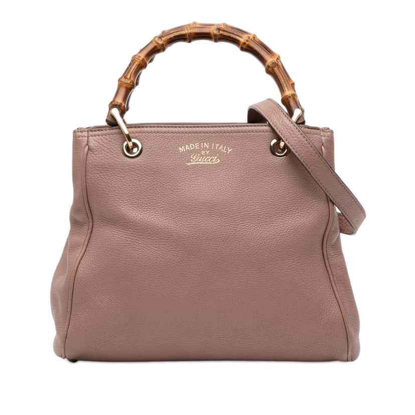 Gucci Small Calfskin Bamboo Shopper Satchel Brown Leather Very good condition - Front View