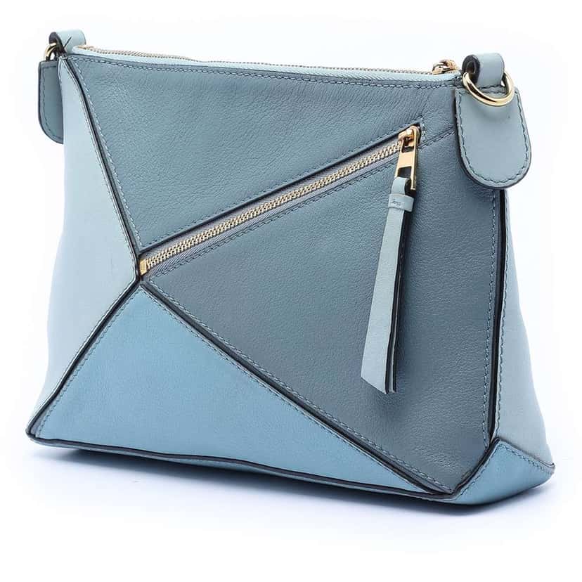 Loewe Mini Tricolor Calfskin Puzzle Crossbody Blue Leather Good condition - Back View