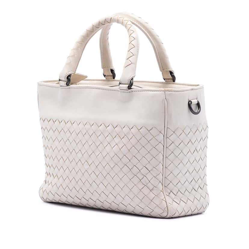 Bottega Veneta Nappa Intrecciato Satchel White Leather Very good condition - Back View