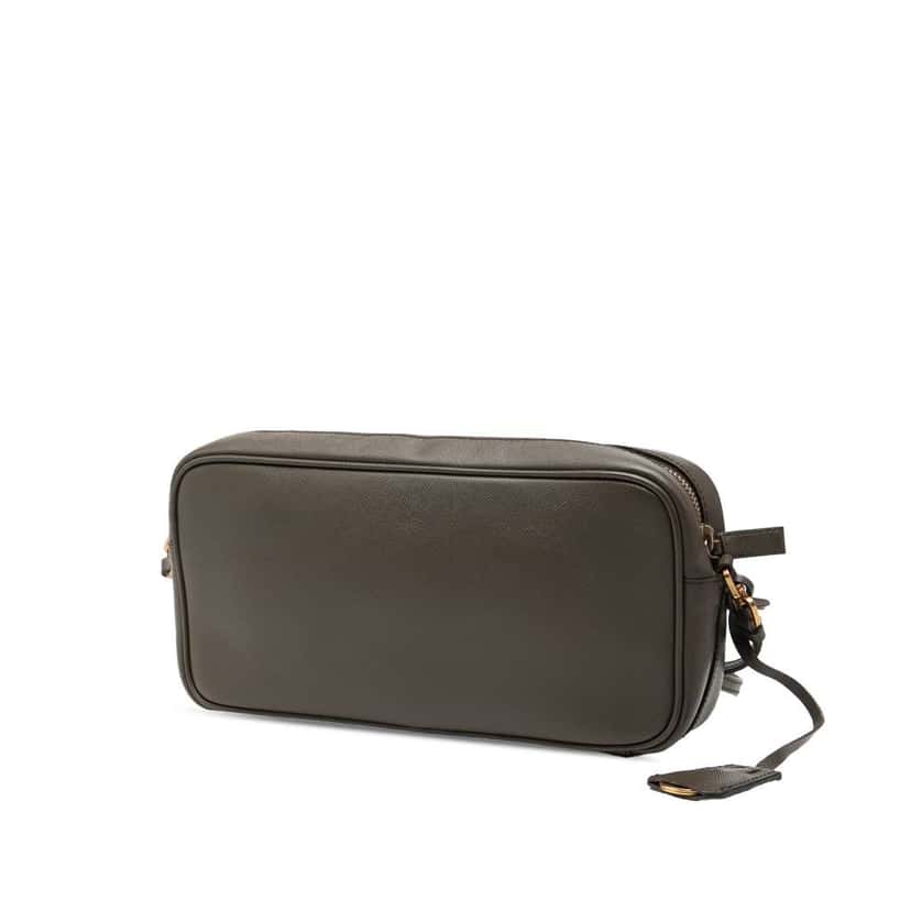 Prada Saffiano East West Shoulder Bag Brown Leather Very good condition - Back View