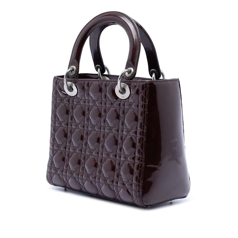 Dior Medium Patent Cannage Lady Dior Purple Leather Very good condition - Back View