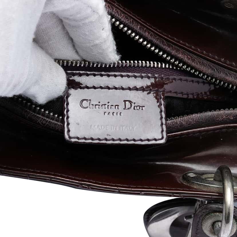Dior Medium Patent Cannage Lady Dior Purple Leather Very good condition - Box View