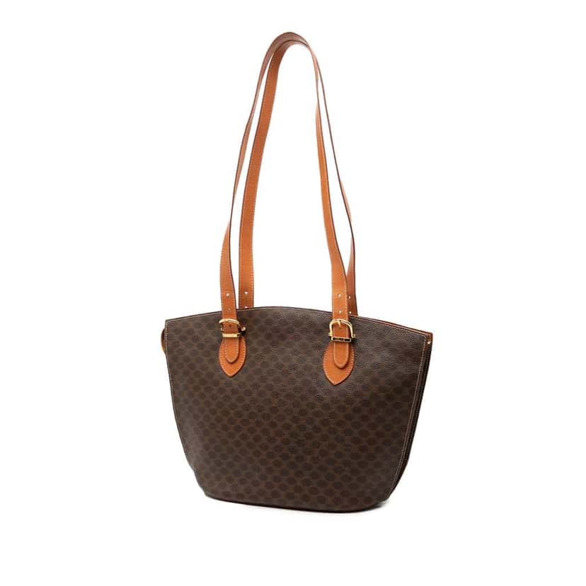 Celine Macadam Coated Canvas Shoulder Bag Brown Canvas Good condition - Back View