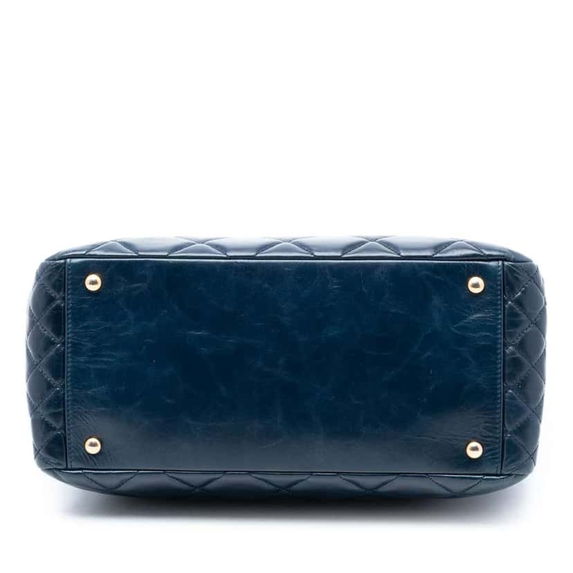 Chanel Medium Quilted Glazed Calfskin Daily Walk Double Zip Shoulder Bag Blue Leather Good condition - Inside View