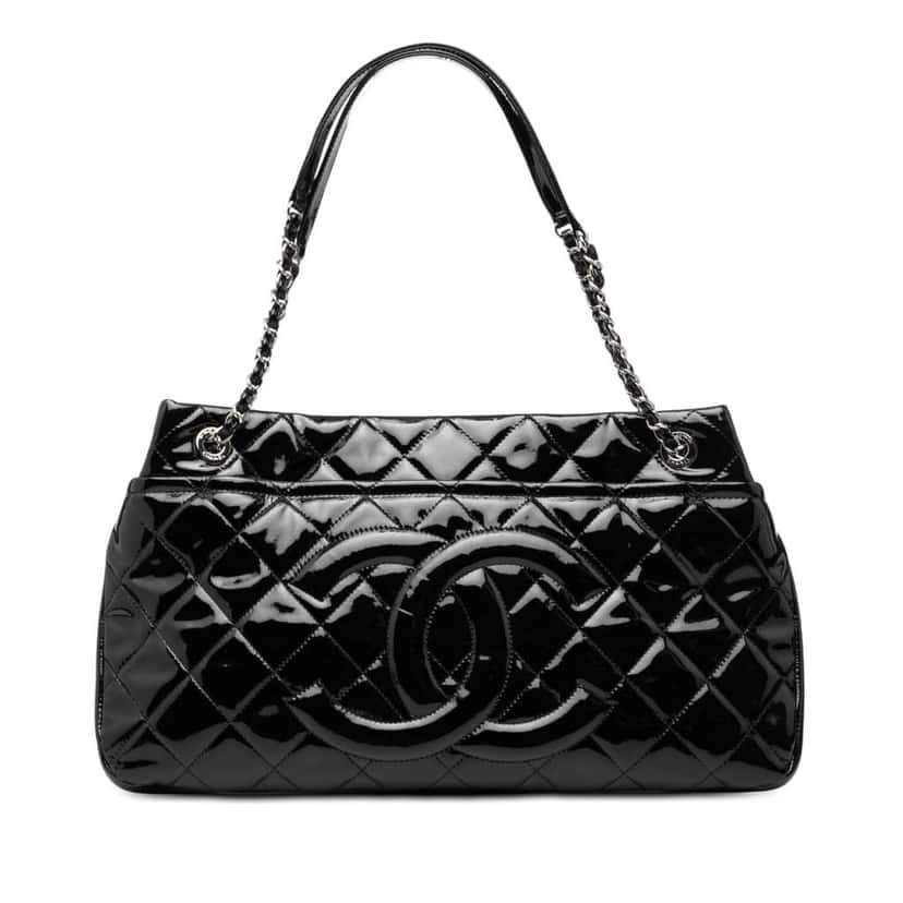 Chanel CC Quilted Patent Timeless Soft Tote Black Leather Very good condition - Front View