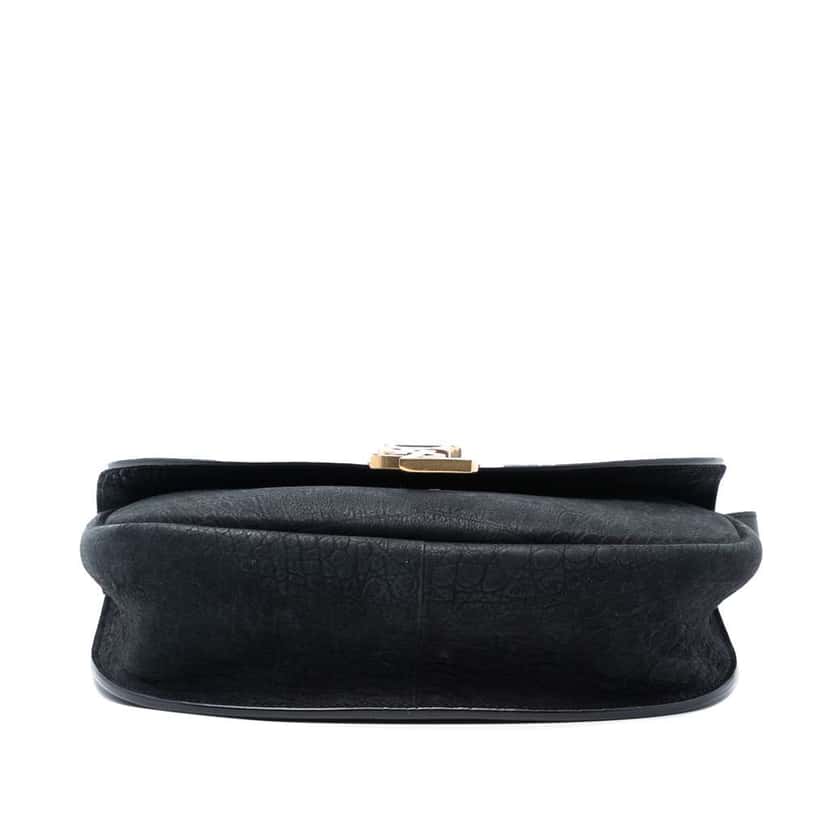 Saint Laurent Medium Croc Embossed Nubuck Monogram Kaia Crossbody Black Leather Very good condition - Inside View