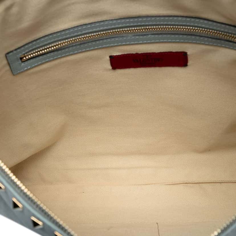 Valentino Large Leather Rockstud Clutch Blue Leather Very good condition - Model View